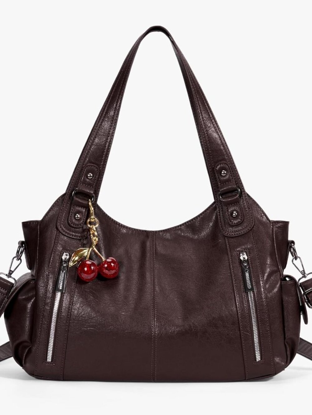 Slouchy Hobo Shoulder Bag for Women Soft Leather Purse and Handbags Punk Style T